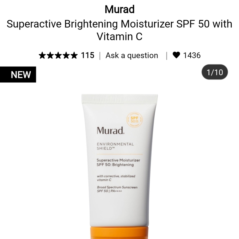 NWT MURAD SUPER ACTIVE BRIGHTENING MOISTURIZER SPF50